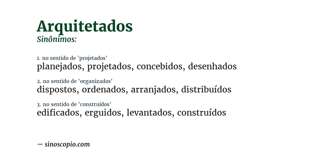 Sinônimo de arquitetados