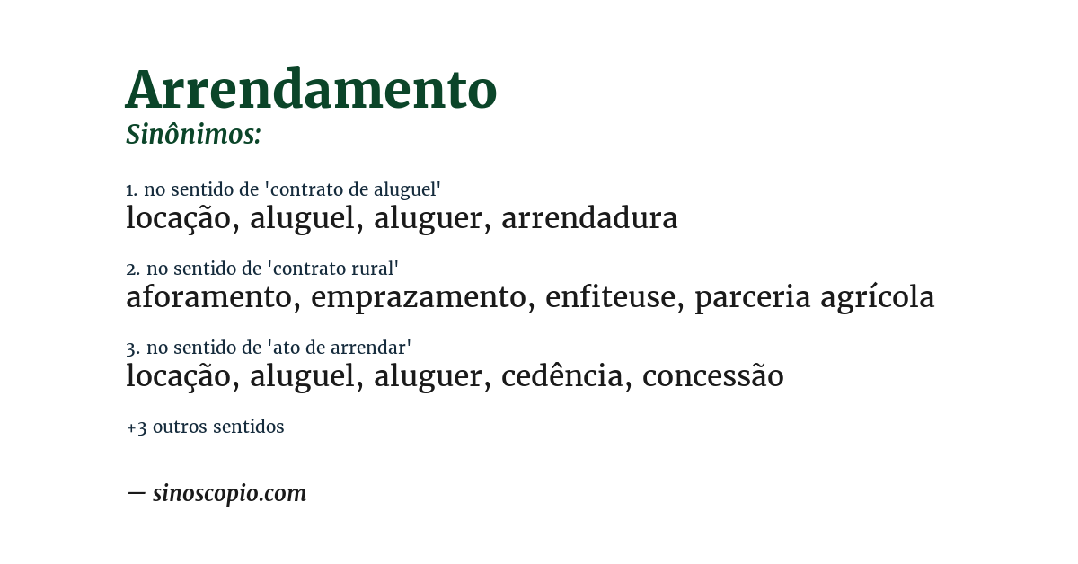Sinônimo de arrendamento