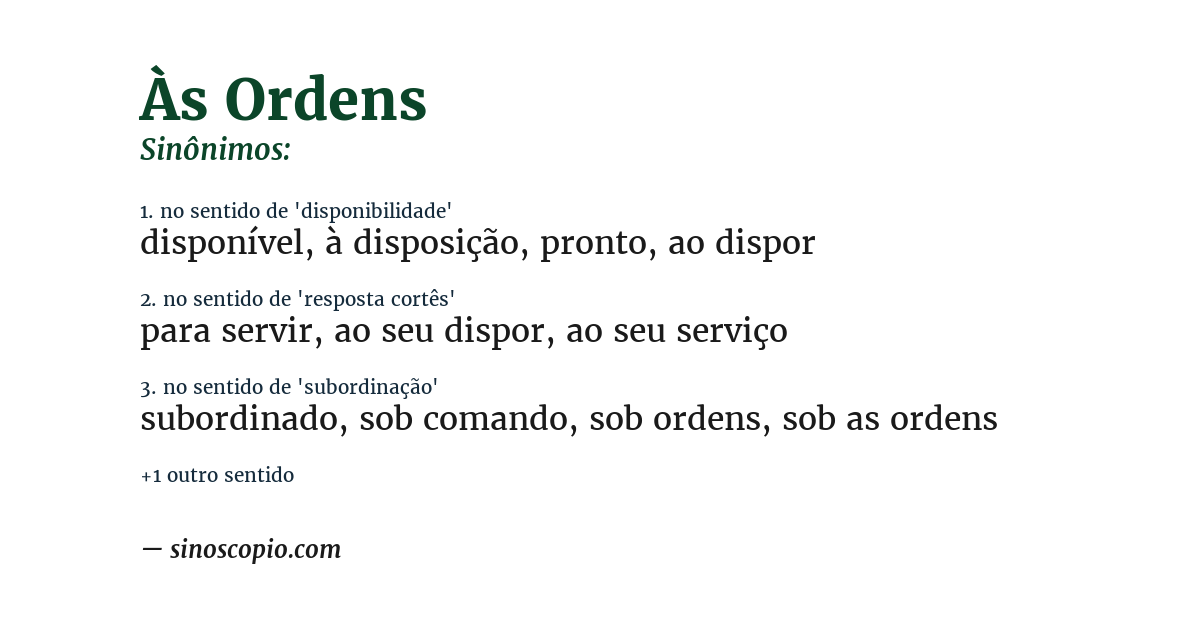 Sinônimo de às ordens