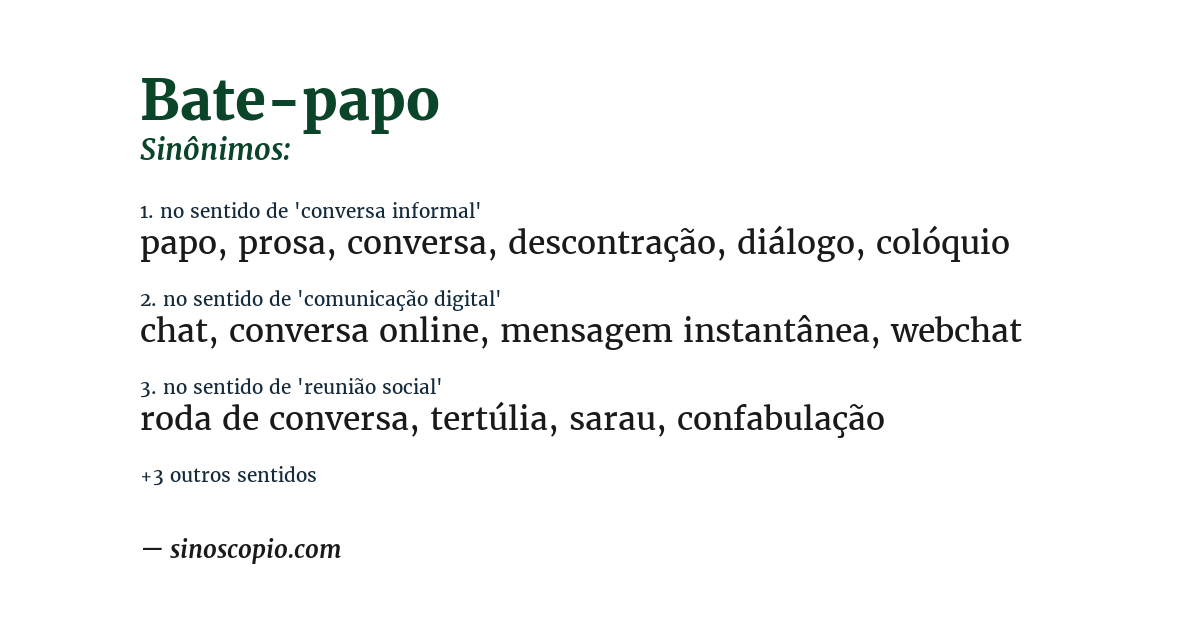 Sinônimo de bate-papo