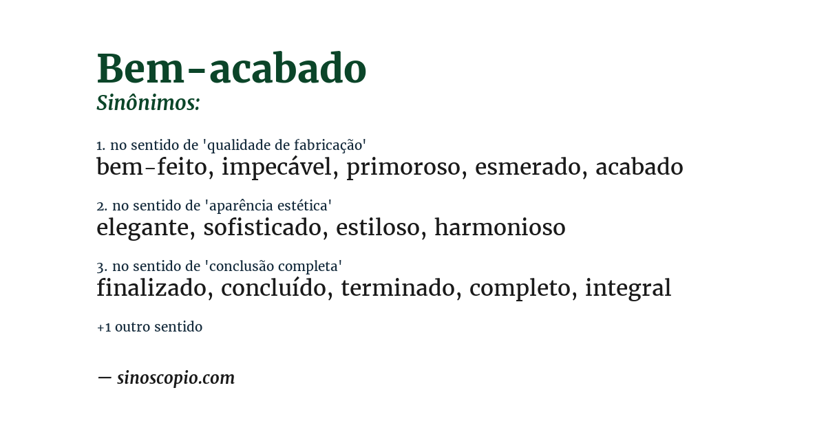 Sinônimo de bem-acabado