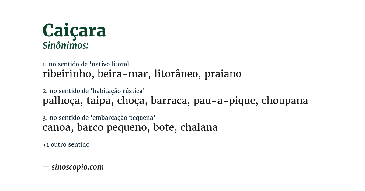 Sinônimo de caiçara