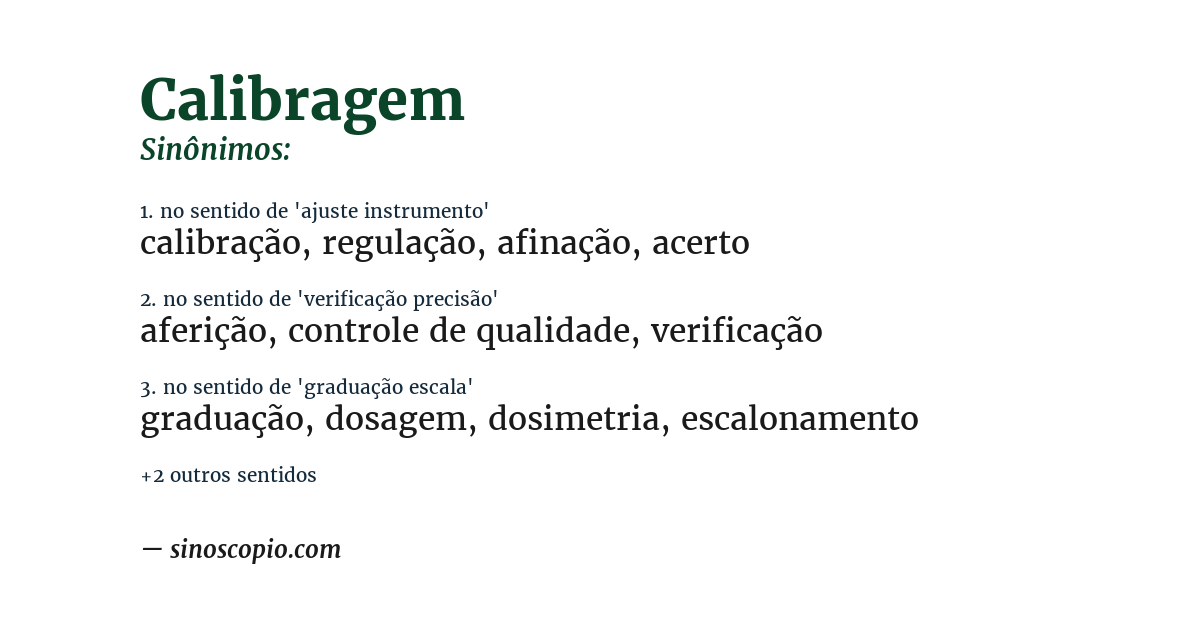 Sinônimo de calibragem
