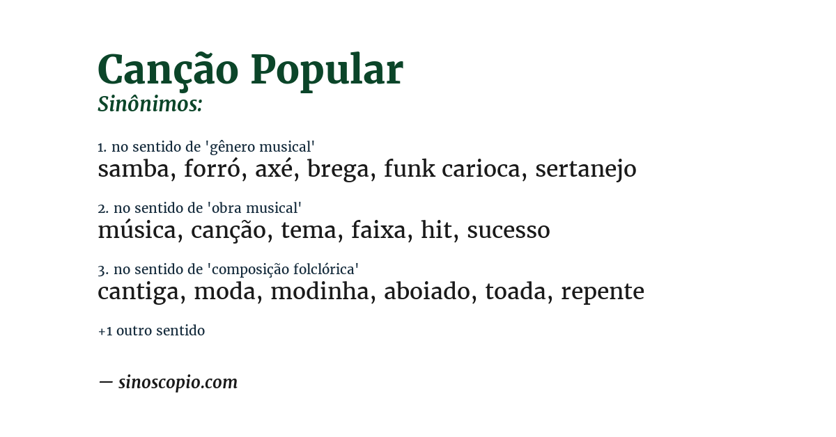 Sinônimo de canção popular