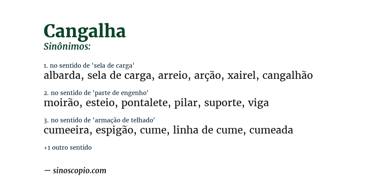 Sinônimo de cangalha