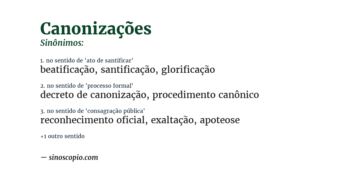 Sinônimo de canonizações
