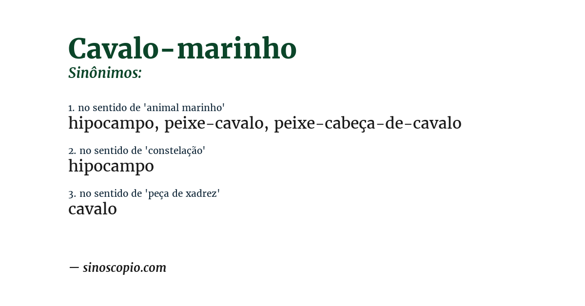 Sinônimo de cavalo-marinho