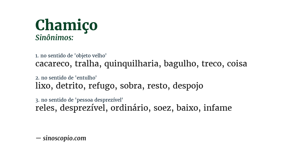 Sinônimo de chamiço