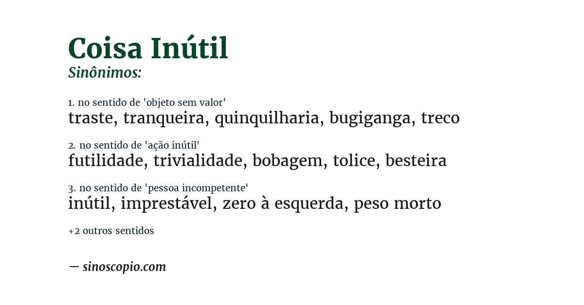 Sinônimo de coisa inútil