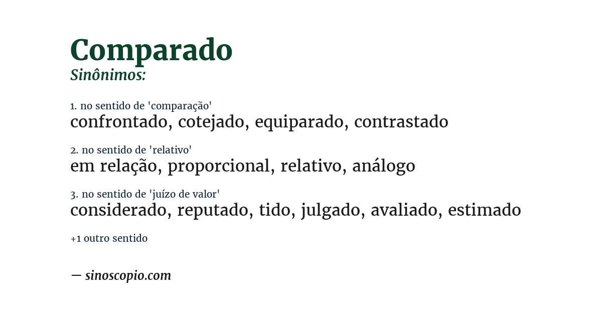 Sinônimo de comparado