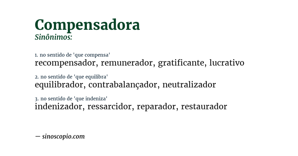 Sinônimo de compensadora