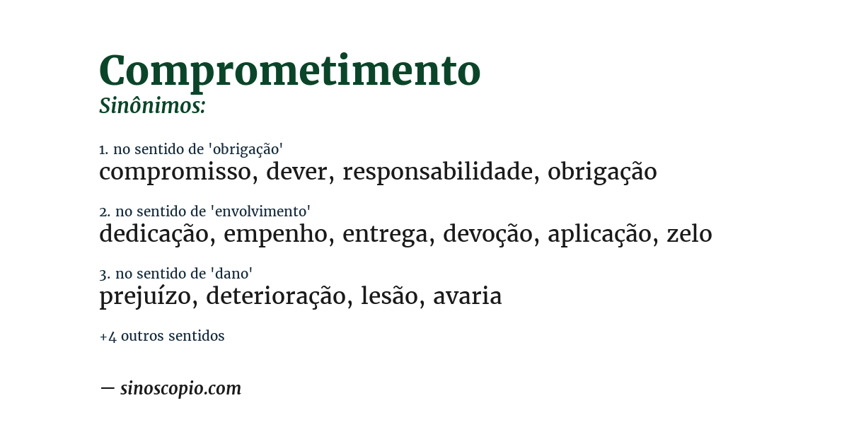 Sinônimo de comprometimento