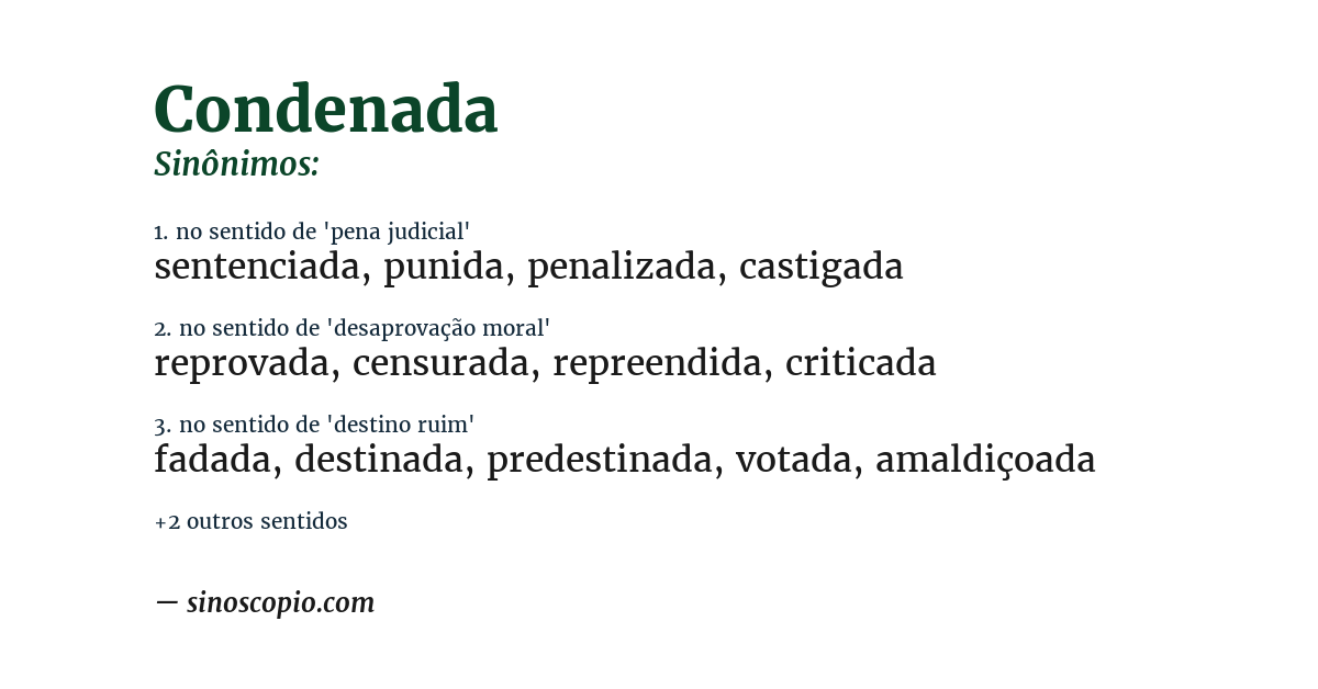 Sinônimo de condenada