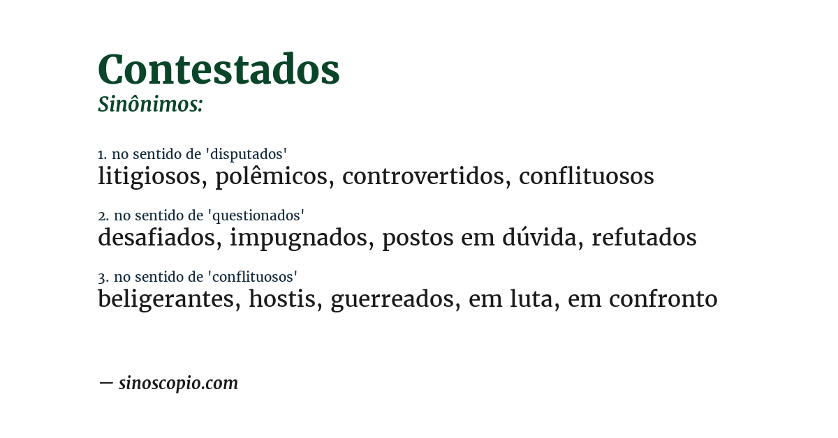 Sinônimo de contestados