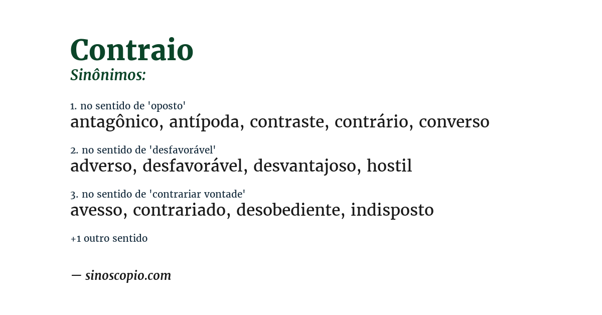 Sinônimo de contraio
