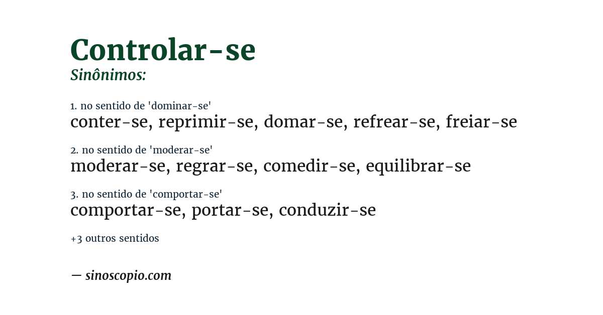 Sinônimo de controlar-se