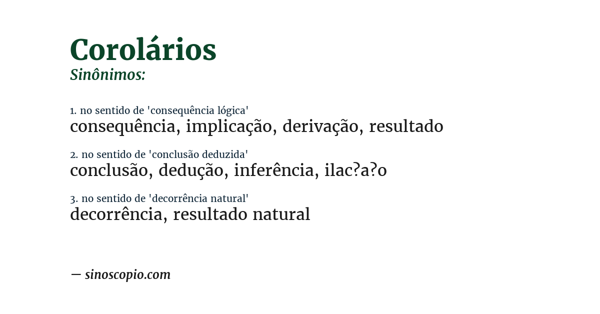 Sinônimo de corolários