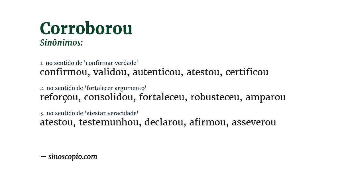 Sinônimo de corroborou