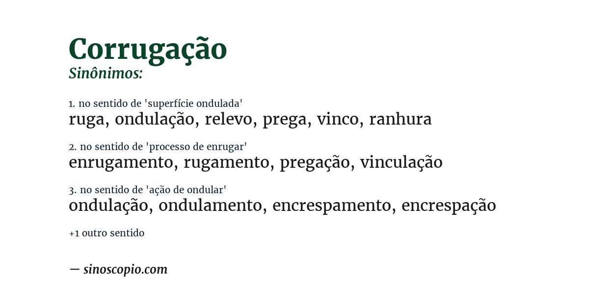 Sinônimo de corrugação