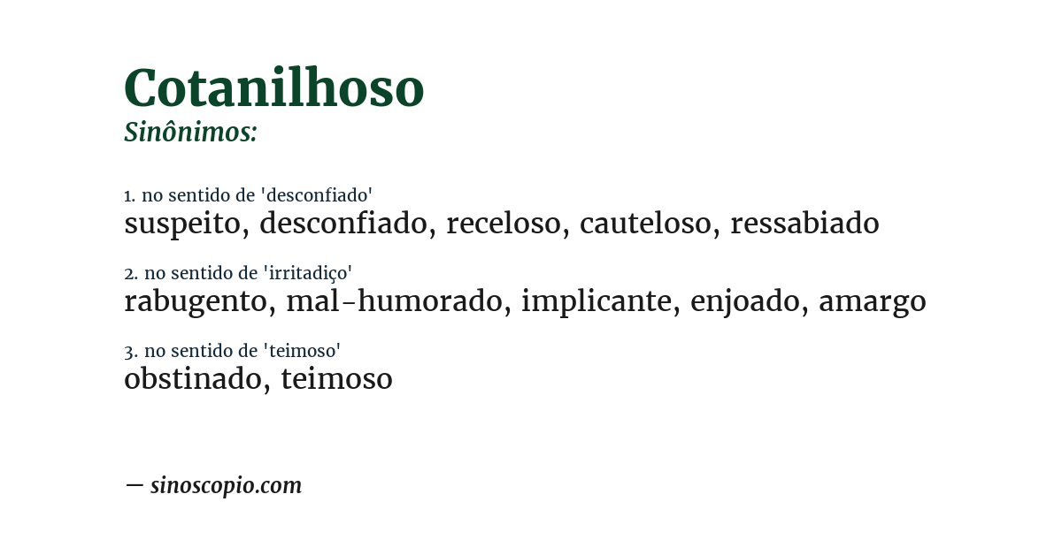 Sinônimo de cotanilhoso
