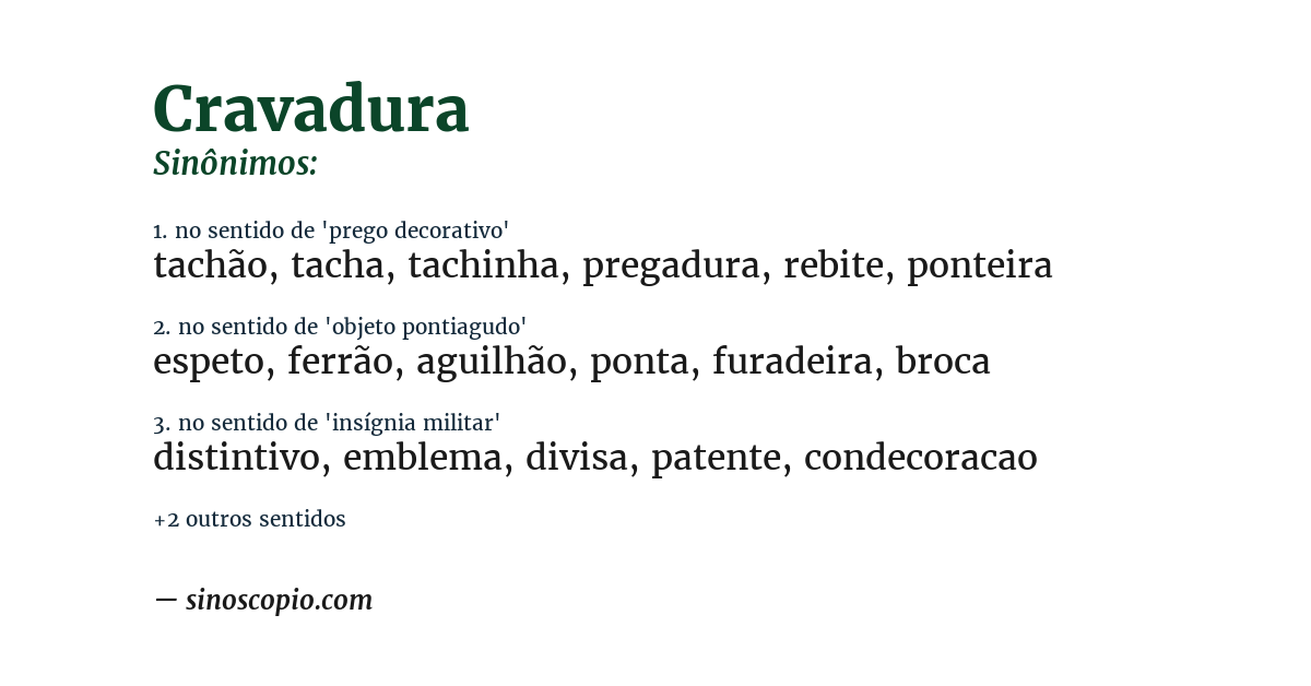 Sinônimo de cravadura
