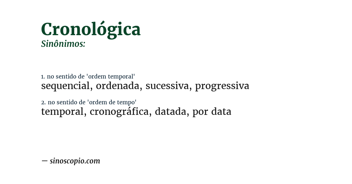 Sinônimo de cronológica