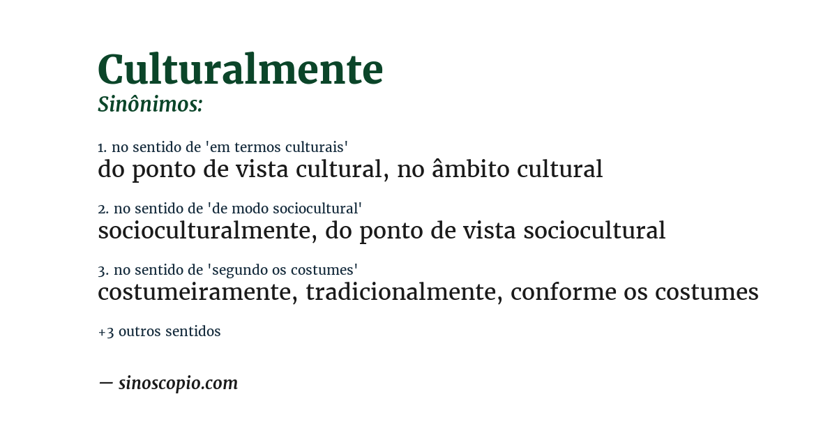 Sinônimo de culturalmente