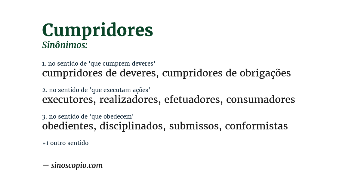 Sinônimo de cumpridores