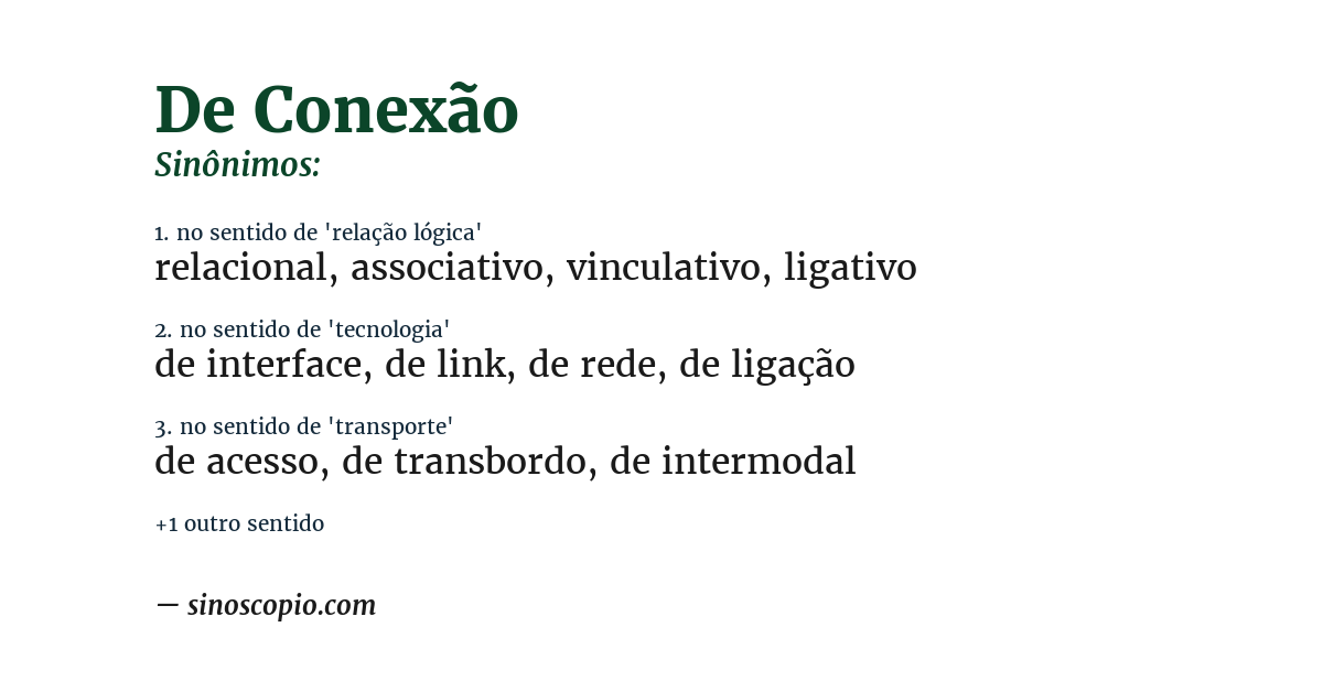 Sinônimo de de conexão