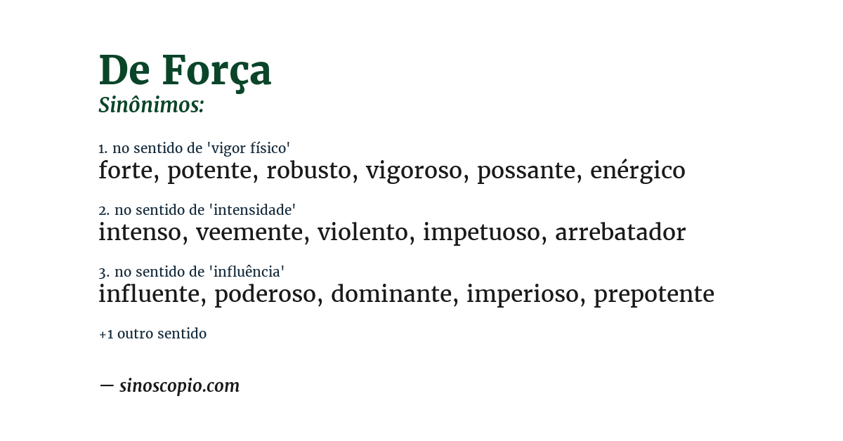 Sinônimo de de força