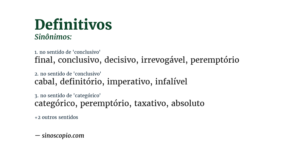 Sinônimo de definitivos