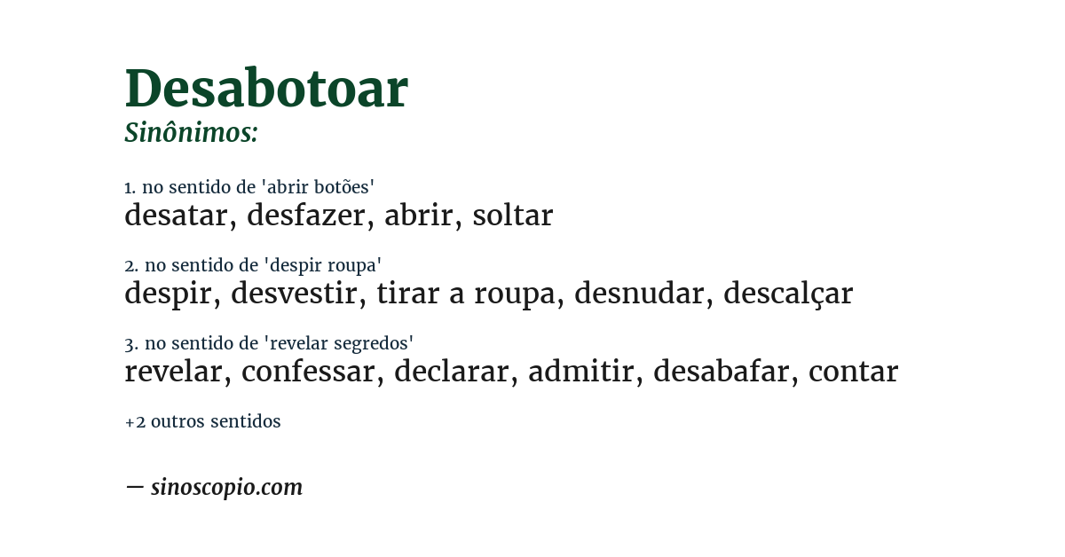 Sinônimo de desabotoar