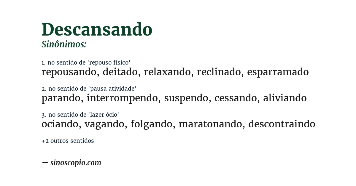 Sinônimo de descansando