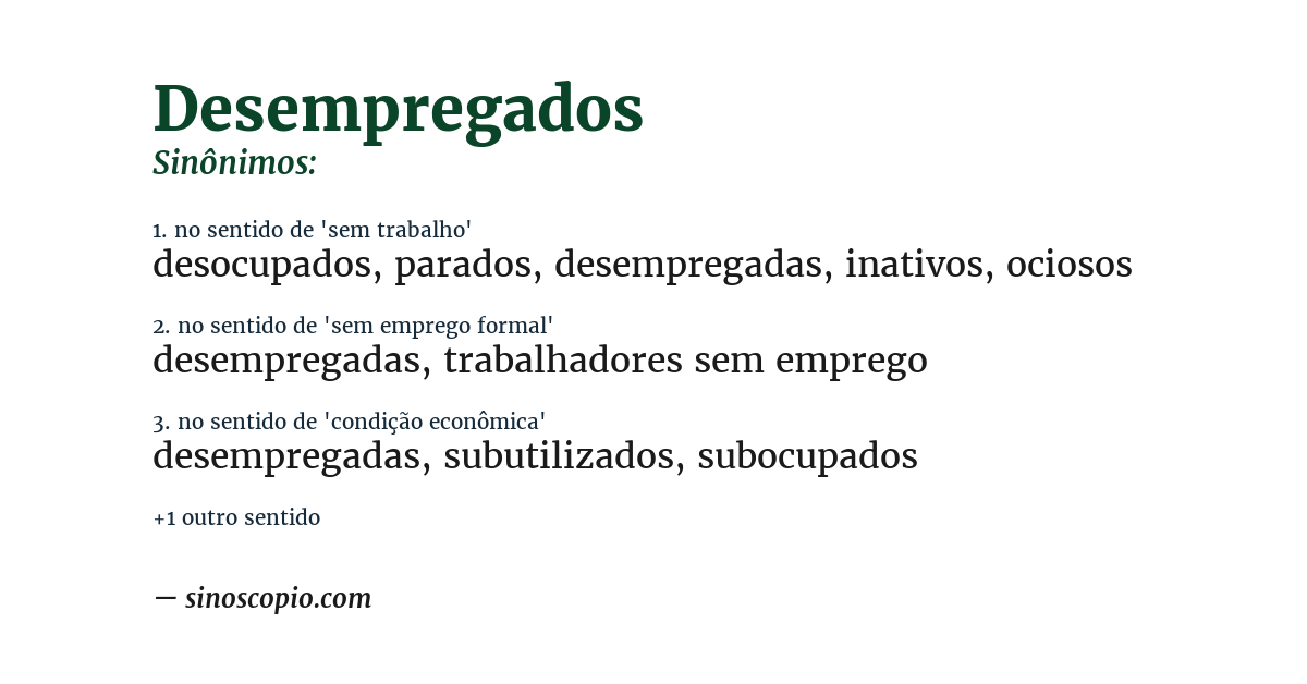 Sinônimo de desempregados
