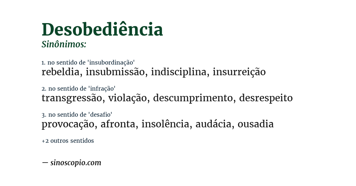 Sinônimo de desobediência