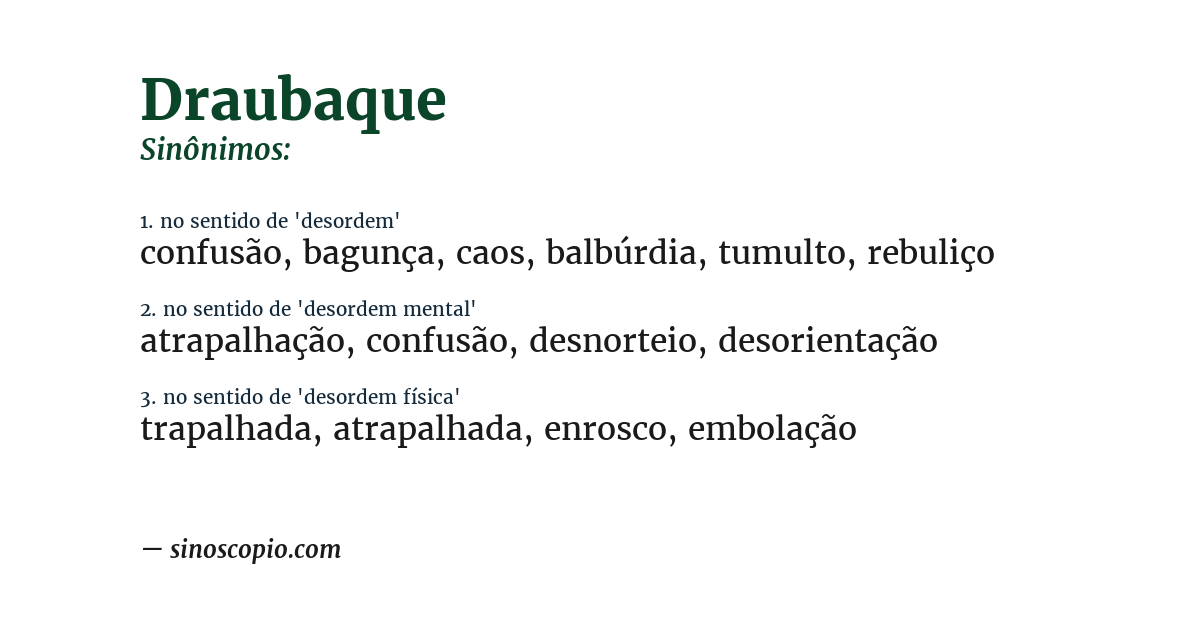 Sinônimo de draubaque