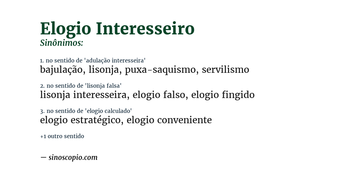 Sinônimo de elogio interesseiro