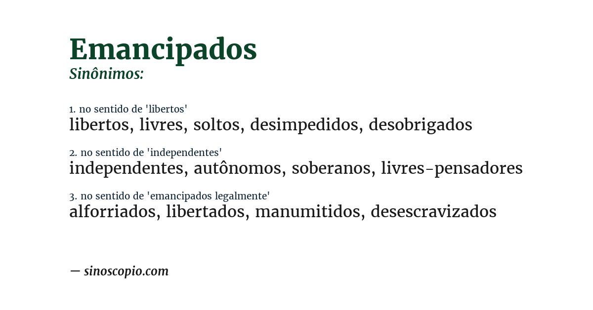 Sinônimo de emancipados