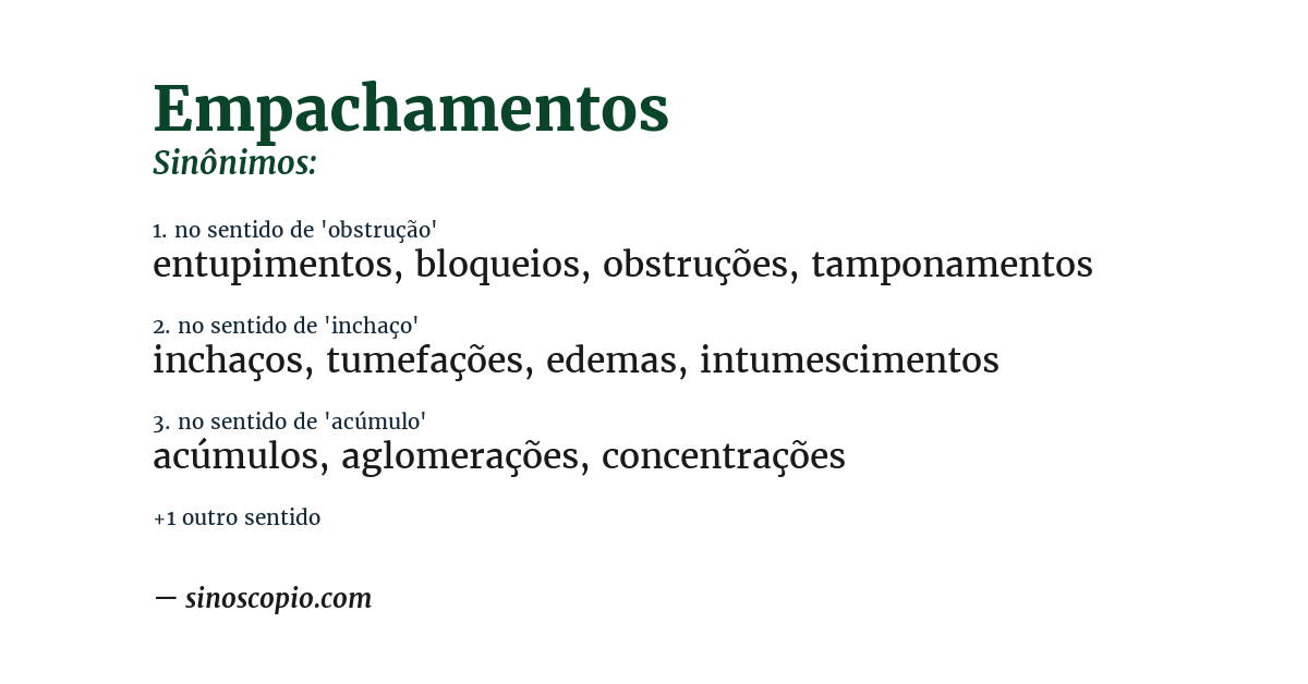Sinônimo de empachamentos