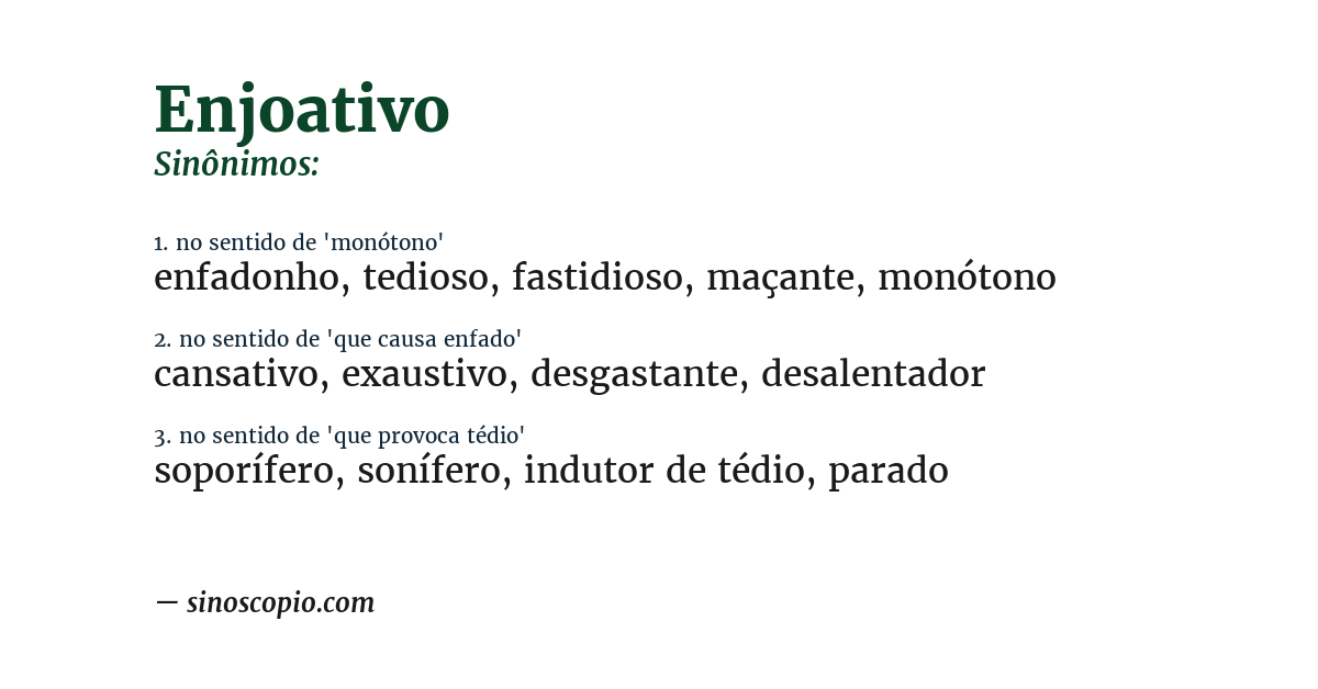 Sinônimo de enjoativo
