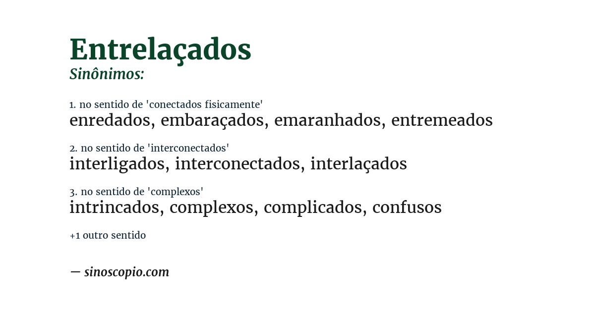 Sinônimo de entrelaçados