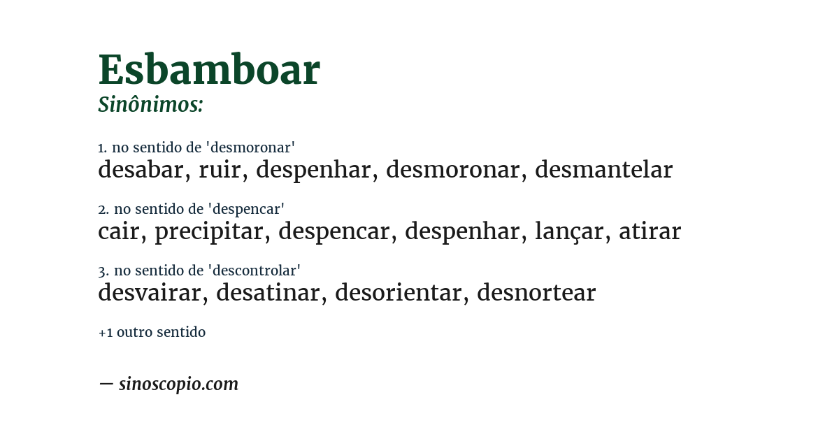 Sinônimo de esbamboar