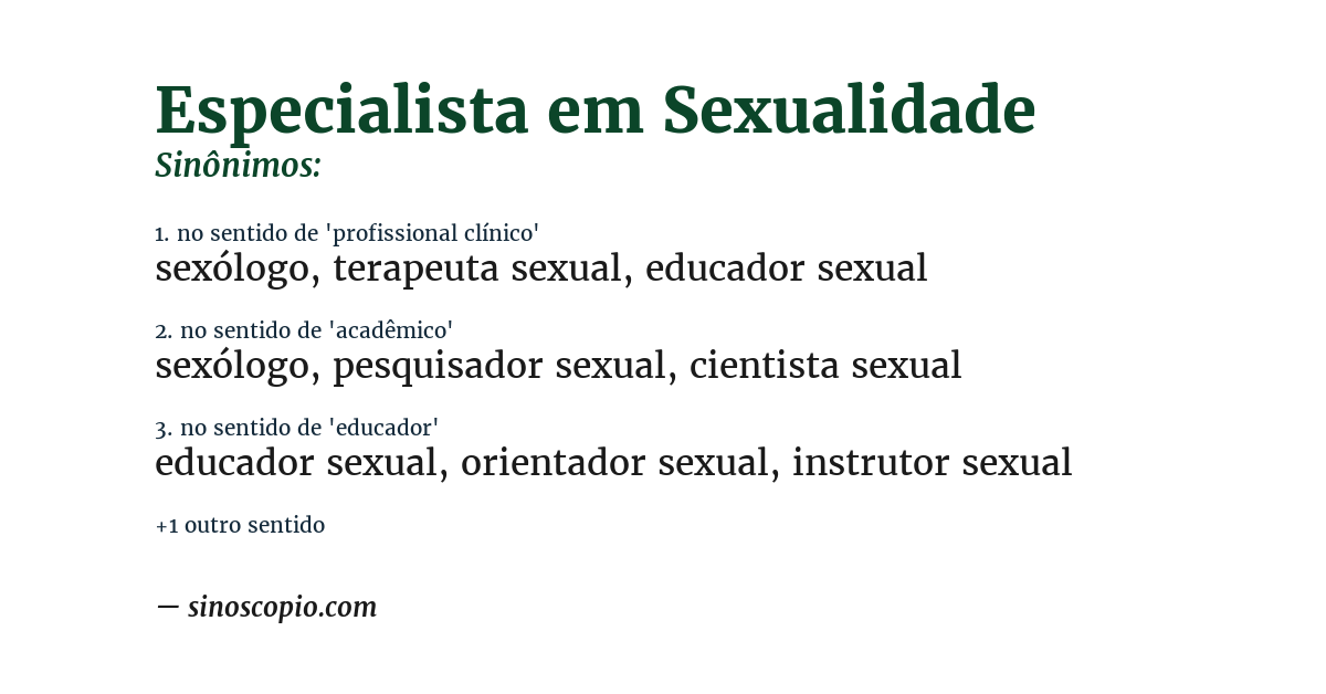 Sinônimo de especialista em sexualidade