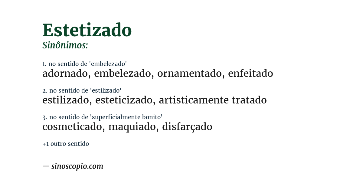 Sinônimo de estetizado