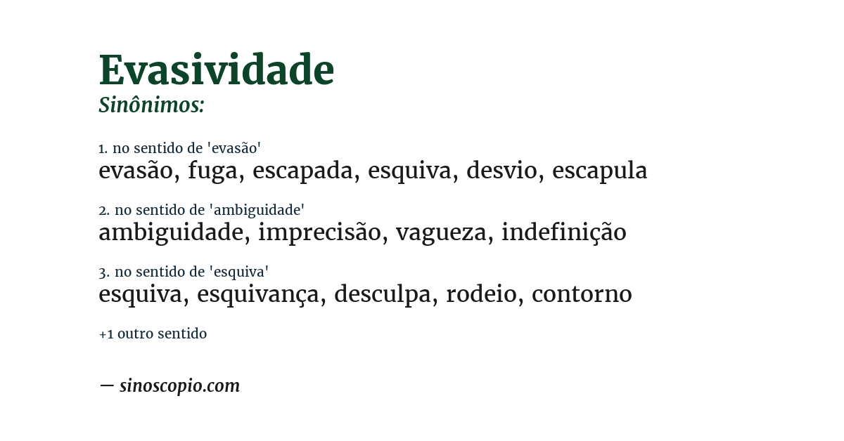Sinônimo de evasividade