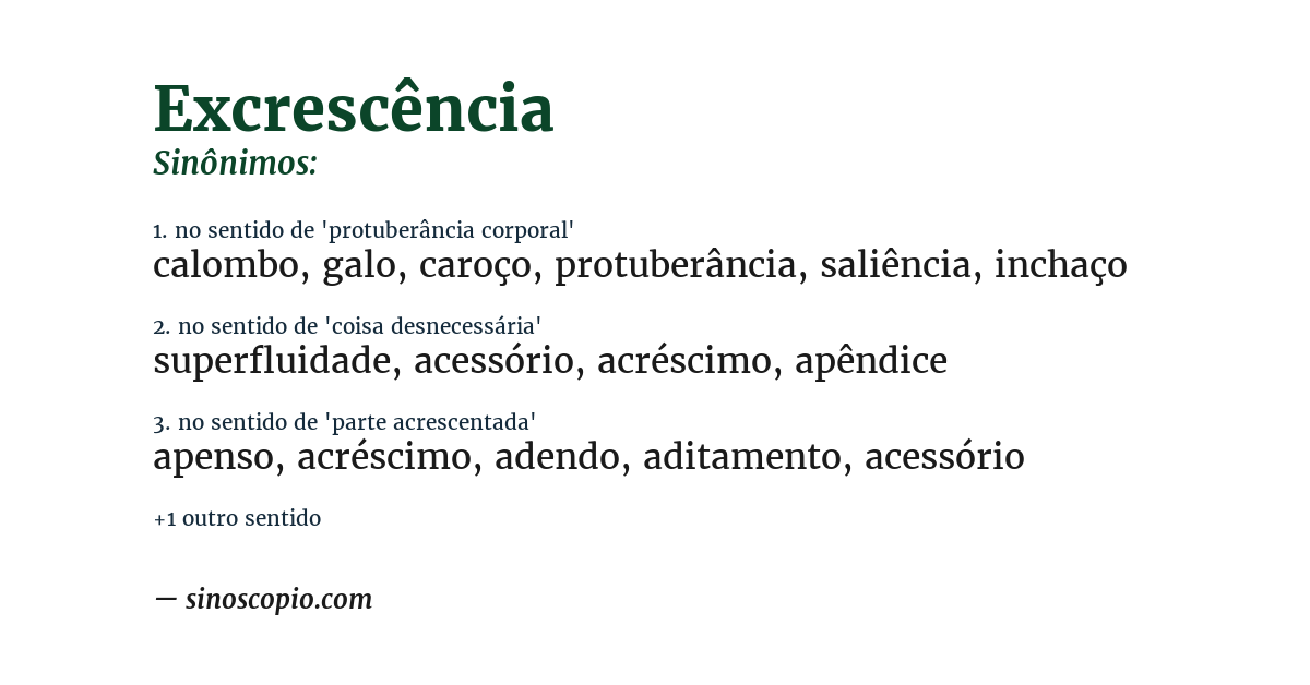 Sinônimo de excrescência