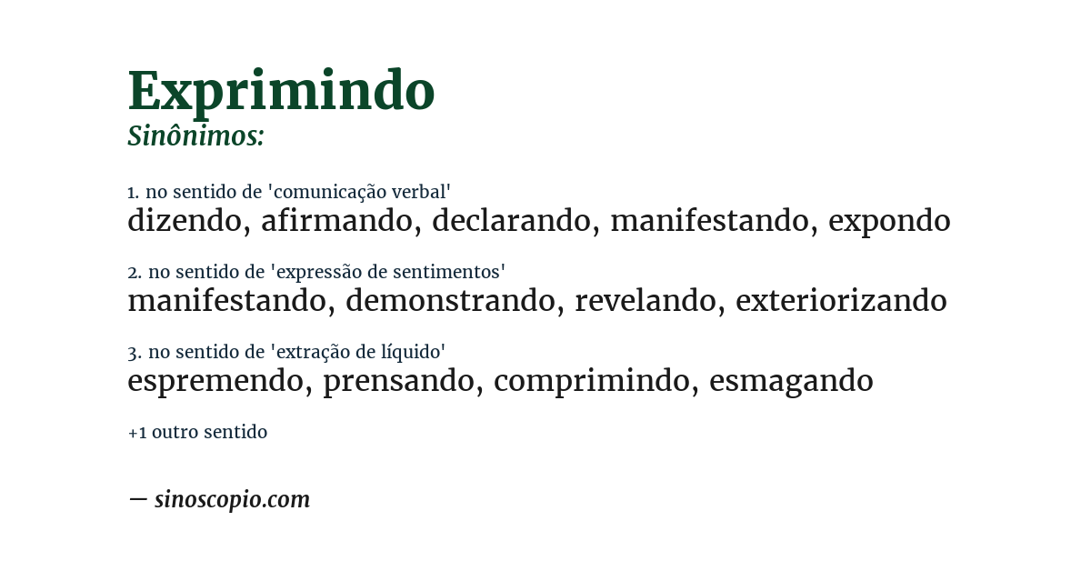Sinônimo de exprimindo