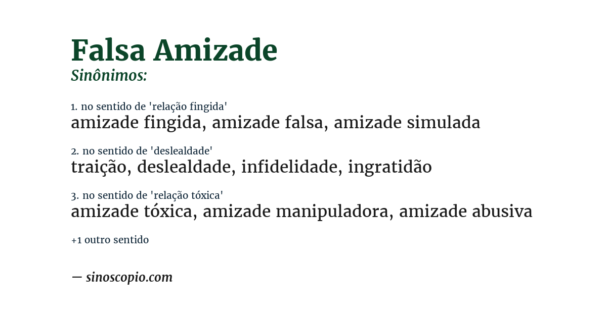 Sinônimo de falsa amizade