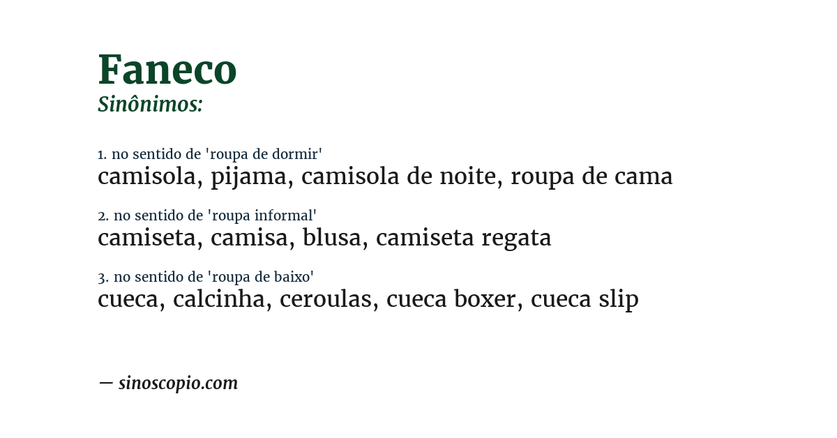 Sinônimo de faneco