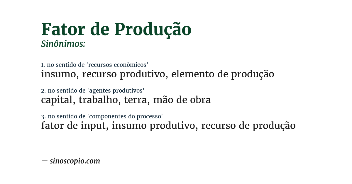 Sinônimo de fator de produção